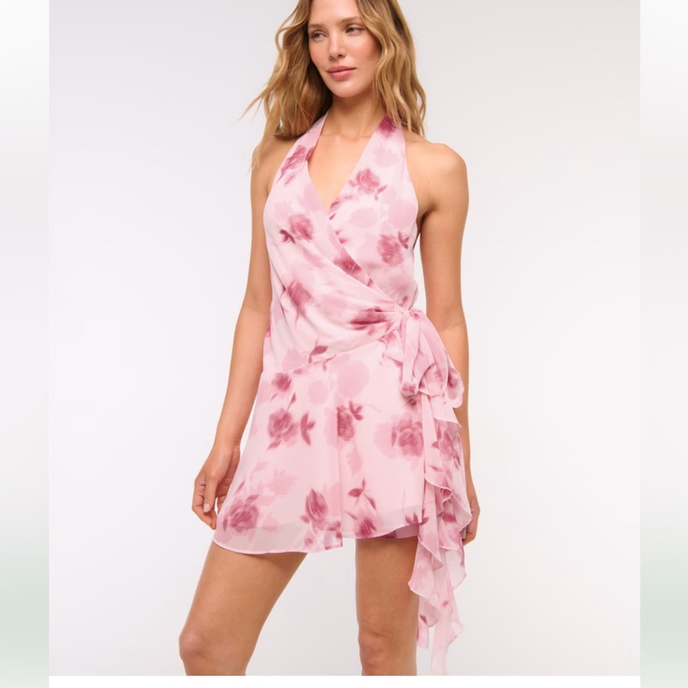 Abercrombie & Fitch Pink Floral Wrap Dress